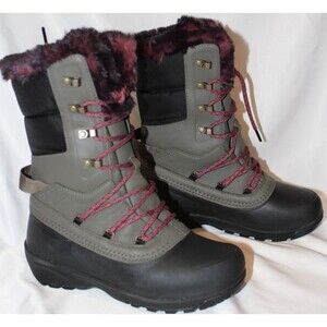 THE NORTH FACE Womens Shellista IV Luxe Waterproof Tall Snow Boots Black Green 7